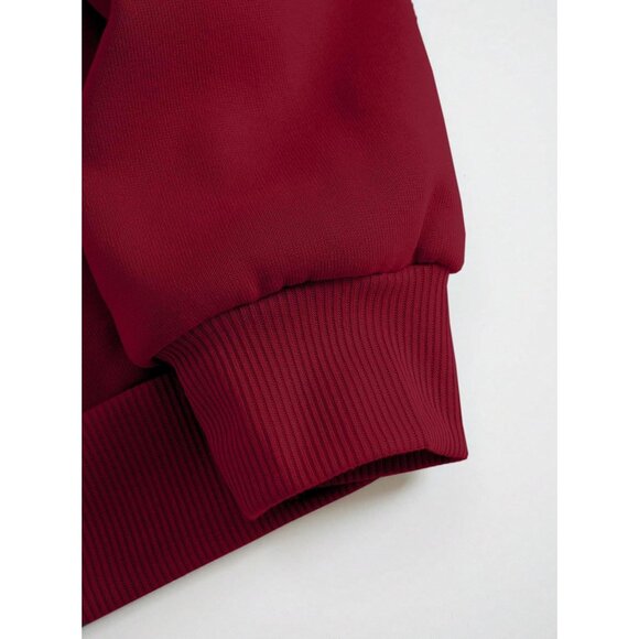 ⚡Women Burgundy Imported Graphic Crewneck Casual Long Sleeve Pullover Sweatshirt - Picture 7 of 7